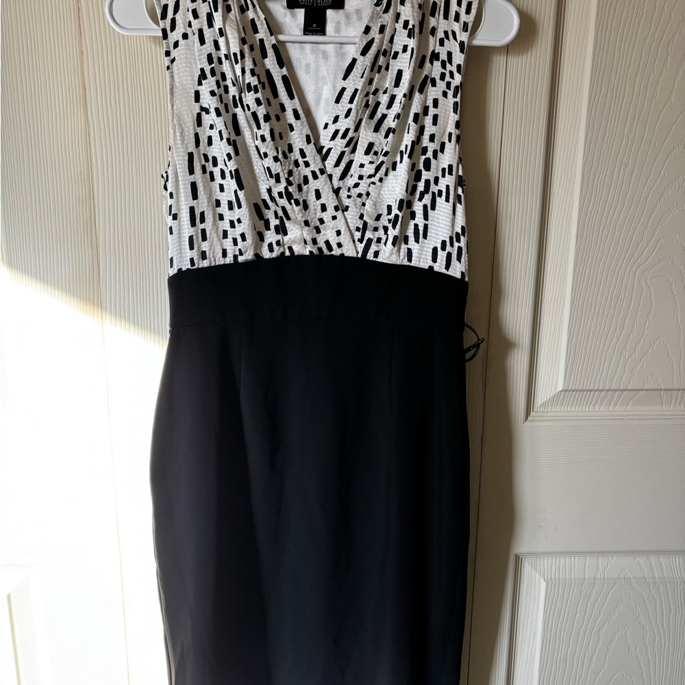 White House Black Market Black and White Midi Dress